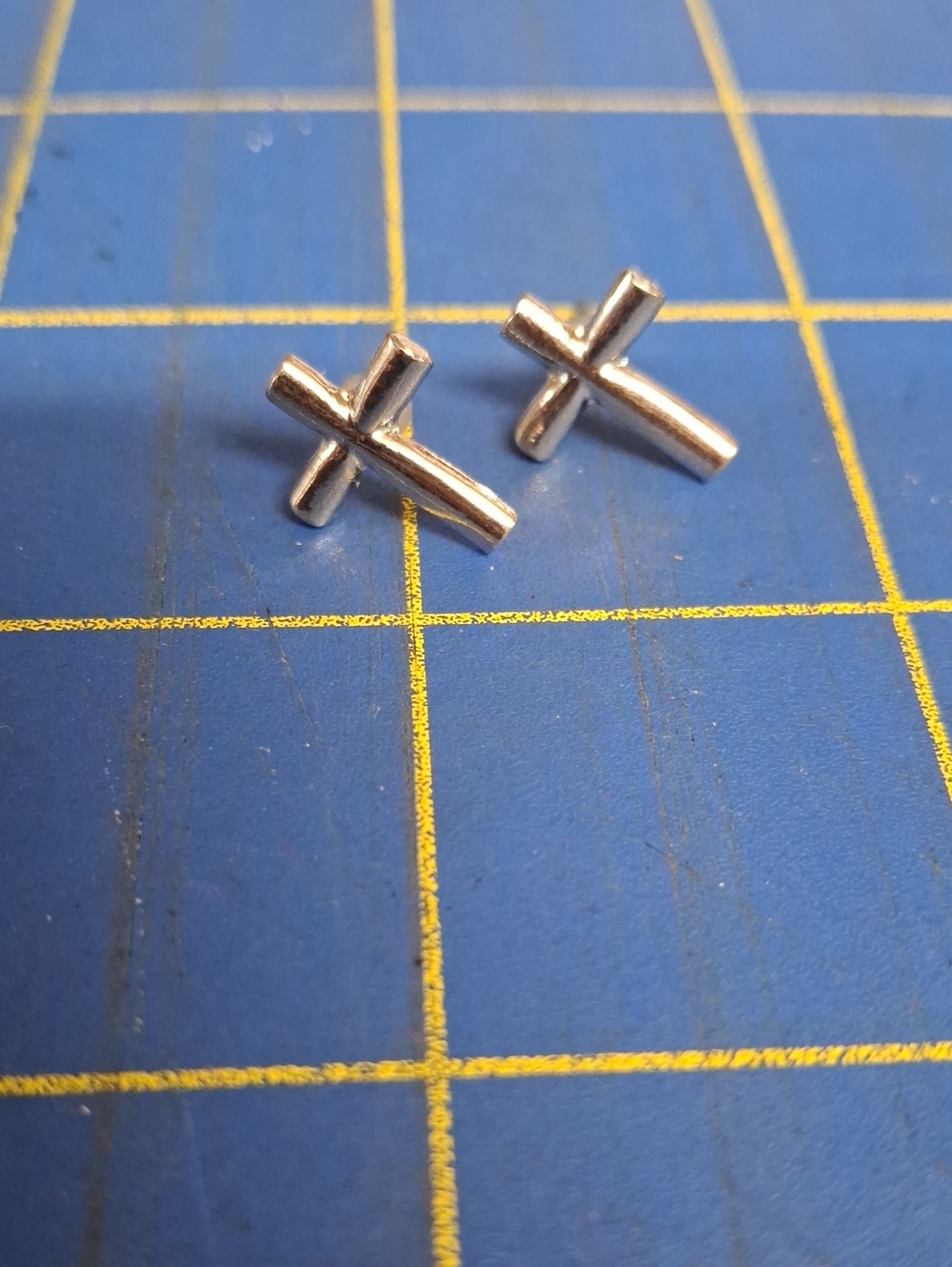 Cross Silver Tone Stud Earrings